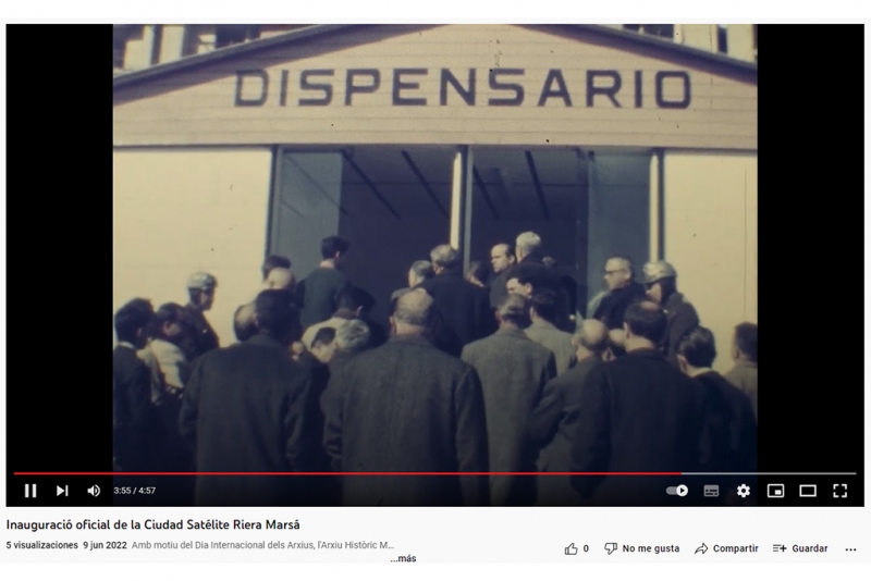 Captura del vídeo cedit a l'Arxiu Municipal de la inauguració de la Ciudad Satélite Riera Marsà