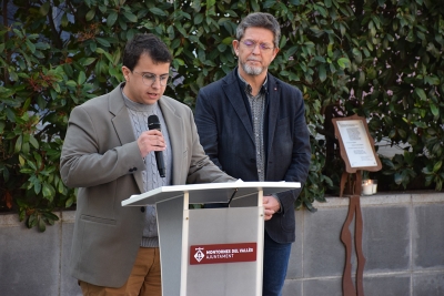 Lectura del manifest d'Amical Mauthausen a càrrec del regidor de Memòria Democràtica, Sergi Martínez i Mitjavila.