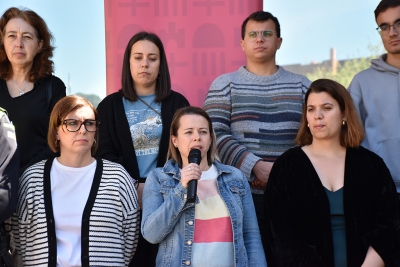 Un moment del parlament de la regidora de Feminisme i Diversitats, Natalia Segura.