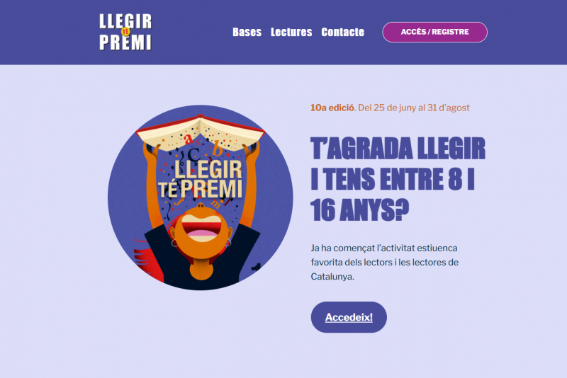 Web del concurs "Llegir té premi".