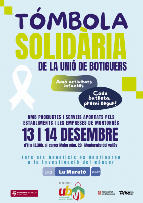 Cartell de la Tómbola Solidària de la Unió de Botiguers.