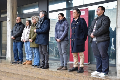 Intervenció de l'alcalde, José A. Montero, acompanyat d'altres regidors/es de l'Ajuntament.