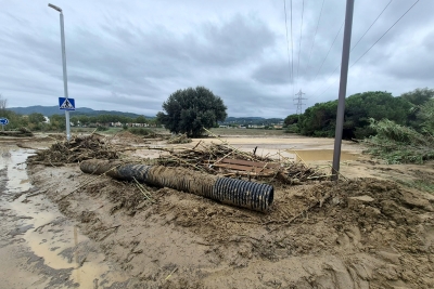 Tram afectat de la BV 5001, al barri de l'Ametller