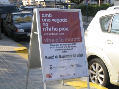Cartell anunciador de la I Marató de donació de sang de Montornès
