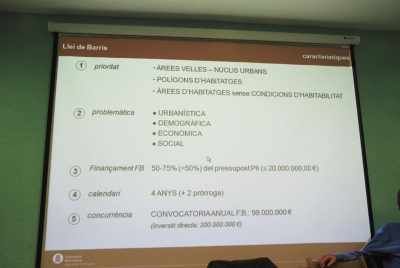 La contribució del fons de la llei de millora dels barris es tradueix en el finançament d'un 50%  del cost total del projecte proposat