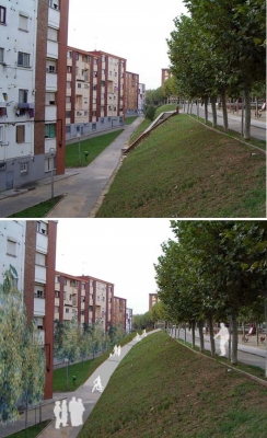 Projecció de la supressió de barreres arquitectòniques entre les places del Poble i del Primer de Maig